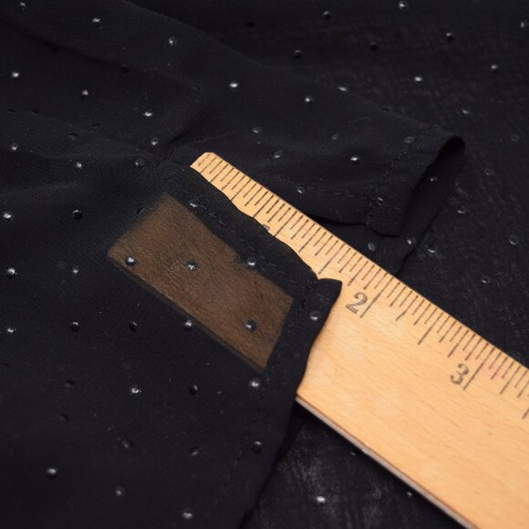 ANA Black Sheer Pullover Blouse Woman 1X Polka Dot Split Neck Monochrome Minimal - Picture 7 of 9